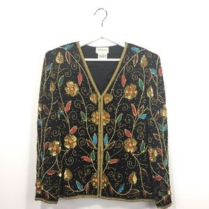 Vintage Stenay Medium Evening Jacket Floral Sequin
